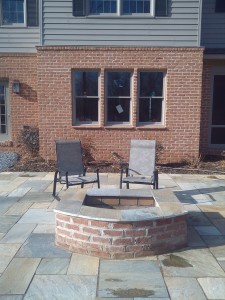 brick fire pit Fire pit, flagstone patio