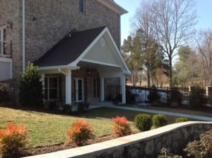 Portico, flagstone patio