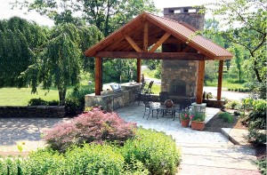 Fireplace, ourdoor kitchen, Main Street Landscape